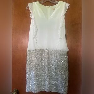 New with Tags short dress size 6 white with skirt sequins